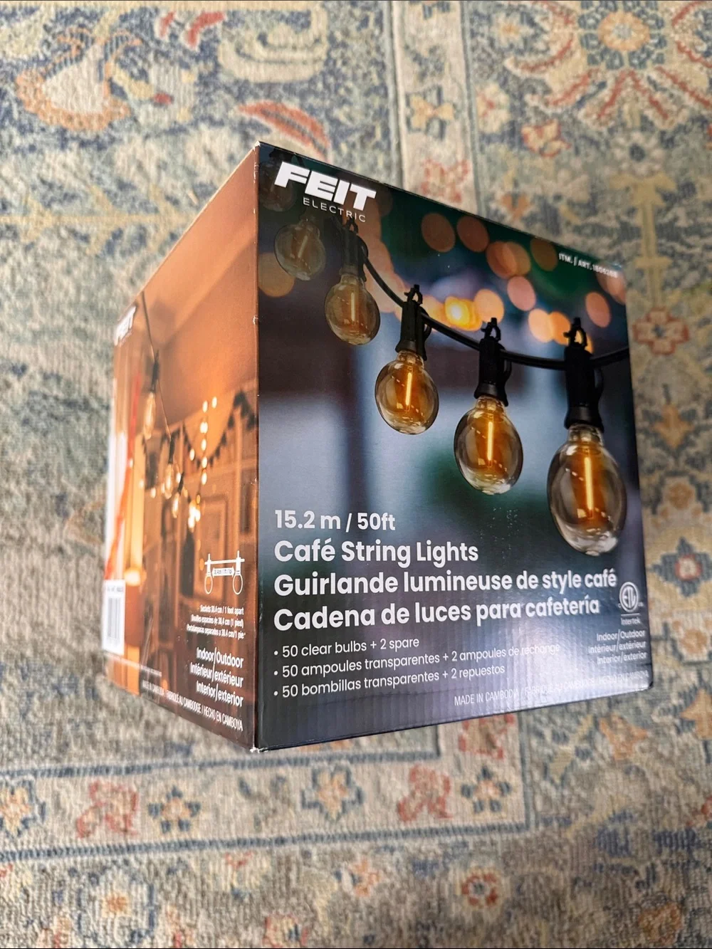 FEIT Amber Café String Lights - Warm Amber Bulbs